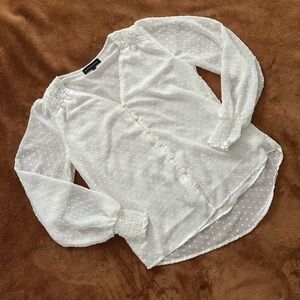 GIBSON LOOK Sheer Polka Dot Blouse